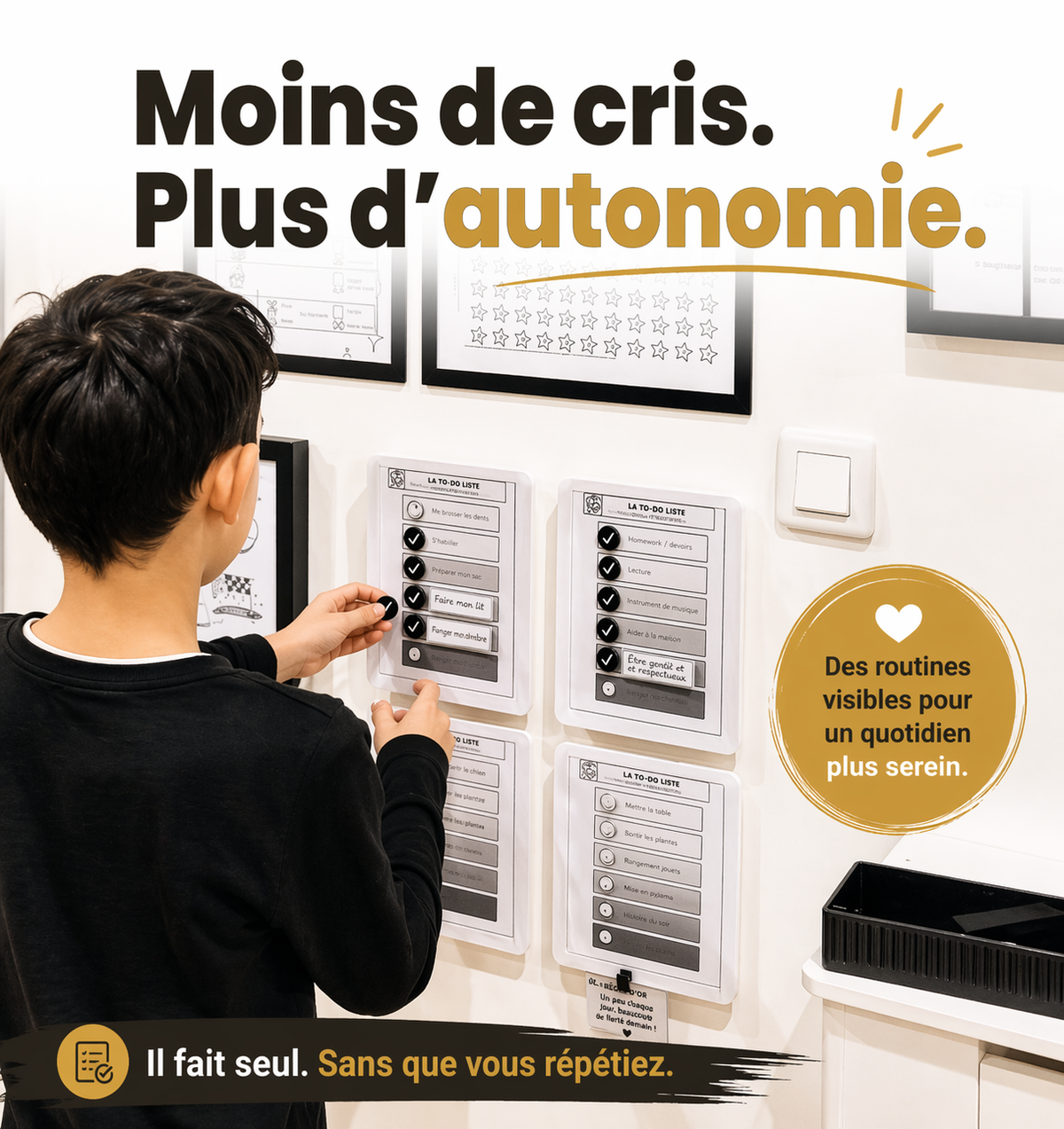 Le Mur d’Autonomie enfant – méthode Mission Parent pour développer l’autonomie